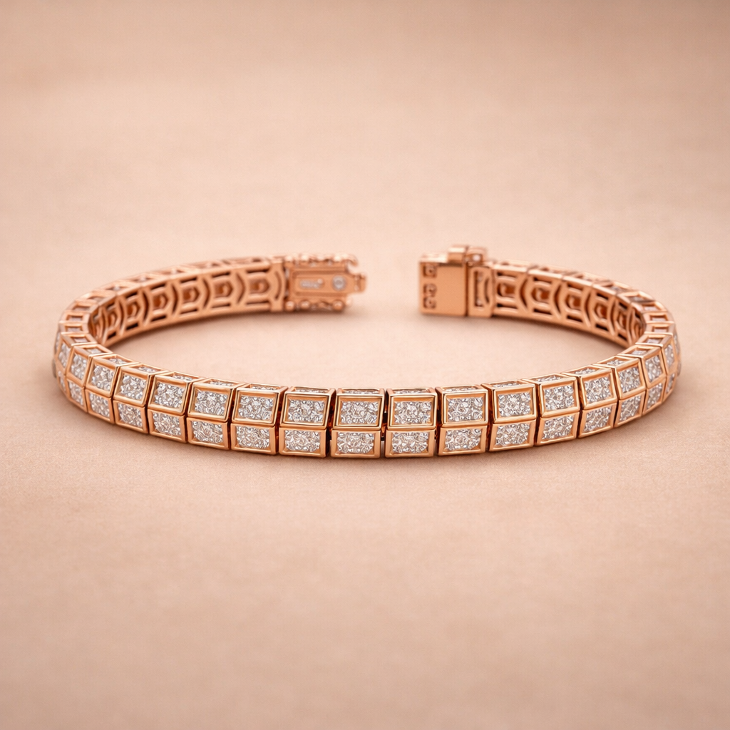Double Row Square Pav? Tennis Bracelet