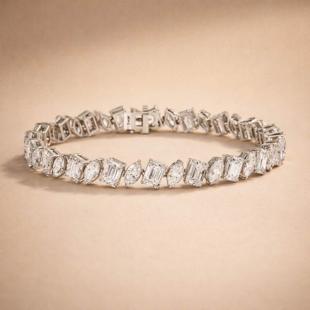 Mixed-Shape Illusion Tennis Bracelet
