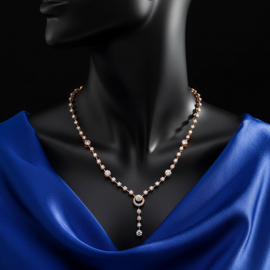 Graduating Cluster Lariat Diamond Necklace