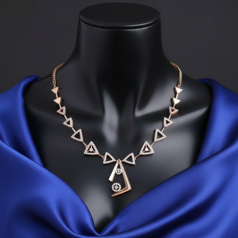 Triangle Spike Diamond Pendant Collar Necklace