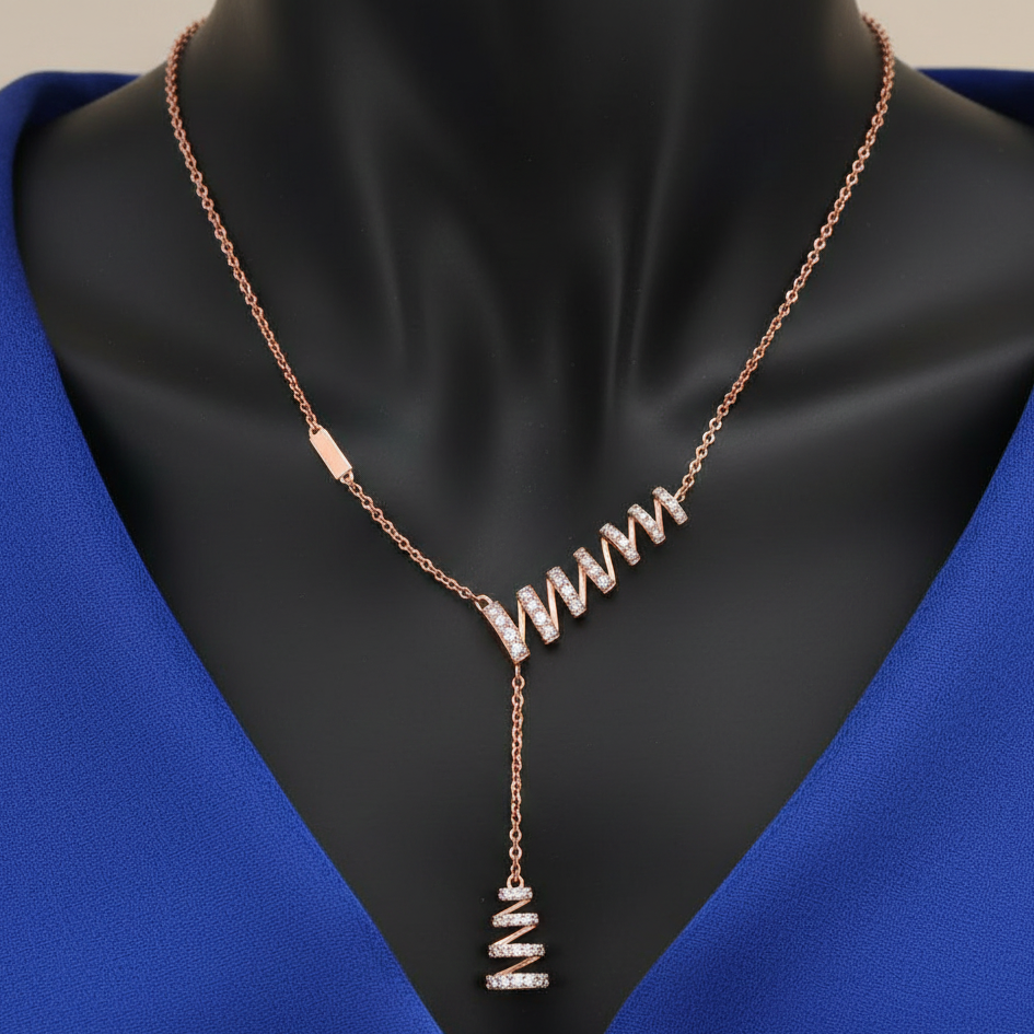 Double Helix Pav? Lariat Necklace