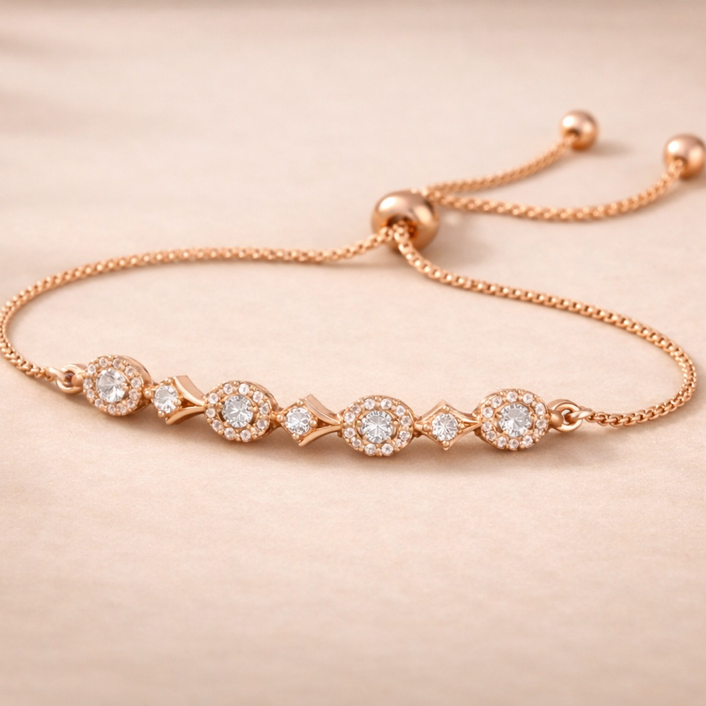 Round Halo Cluster Bolo Bracelet