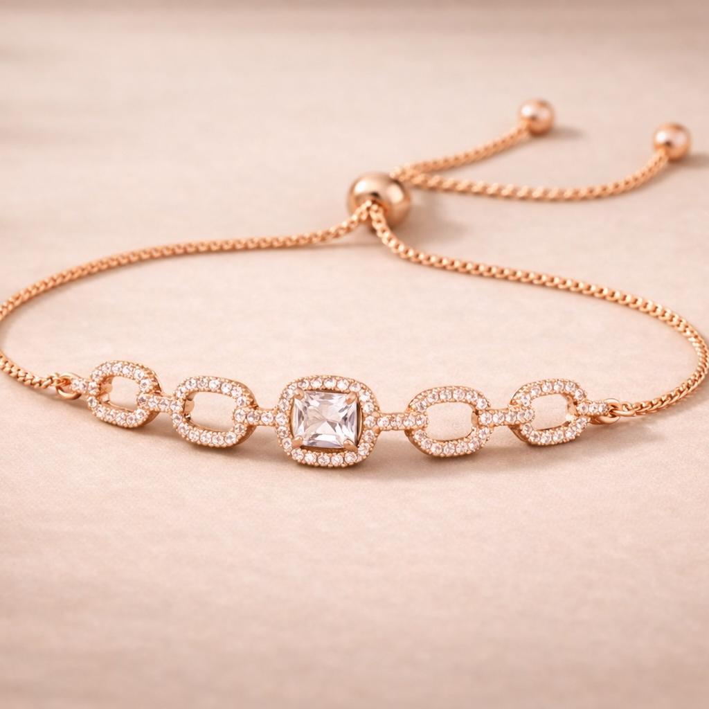 Cushion Solitaire Chain-Link Bolo Bracelet