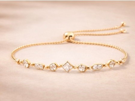 Mixed Shape Bezel Station Bolo Bracelet