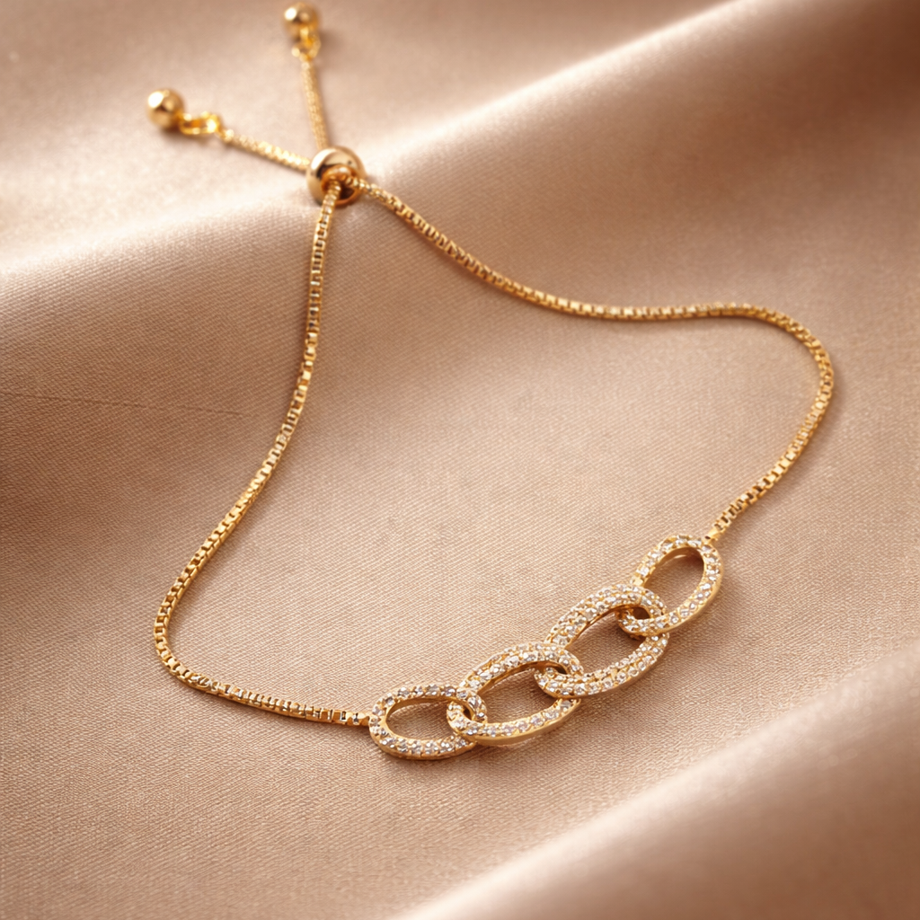 Pav? Curb Chain Link Bolo Bracelet