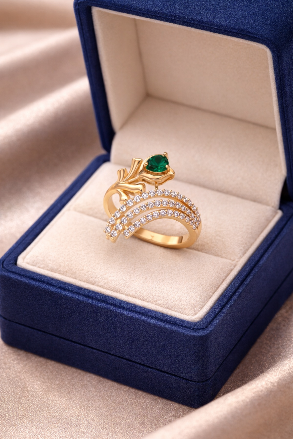 Emerald Pear Botanical Wrap Ring