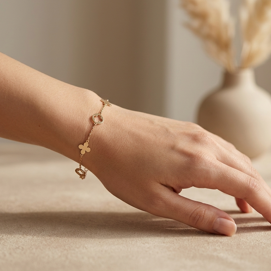 Multi-Clover Charm Chain Bracelet