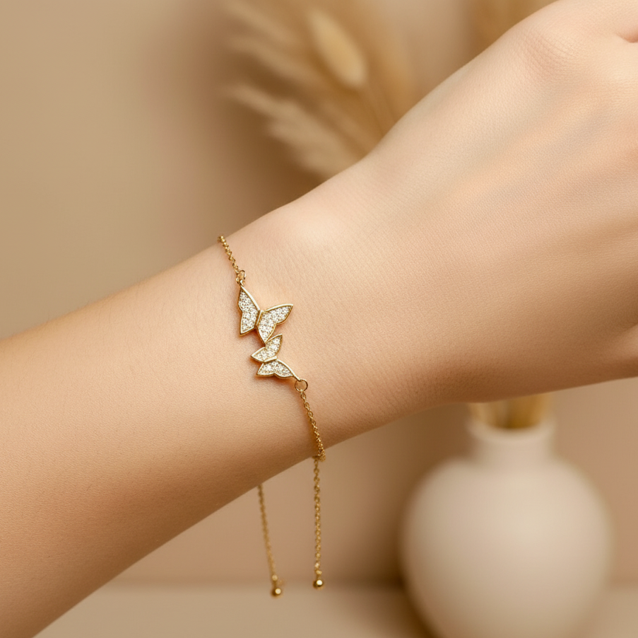 Double Pav? Butterfly Slider Bracelet