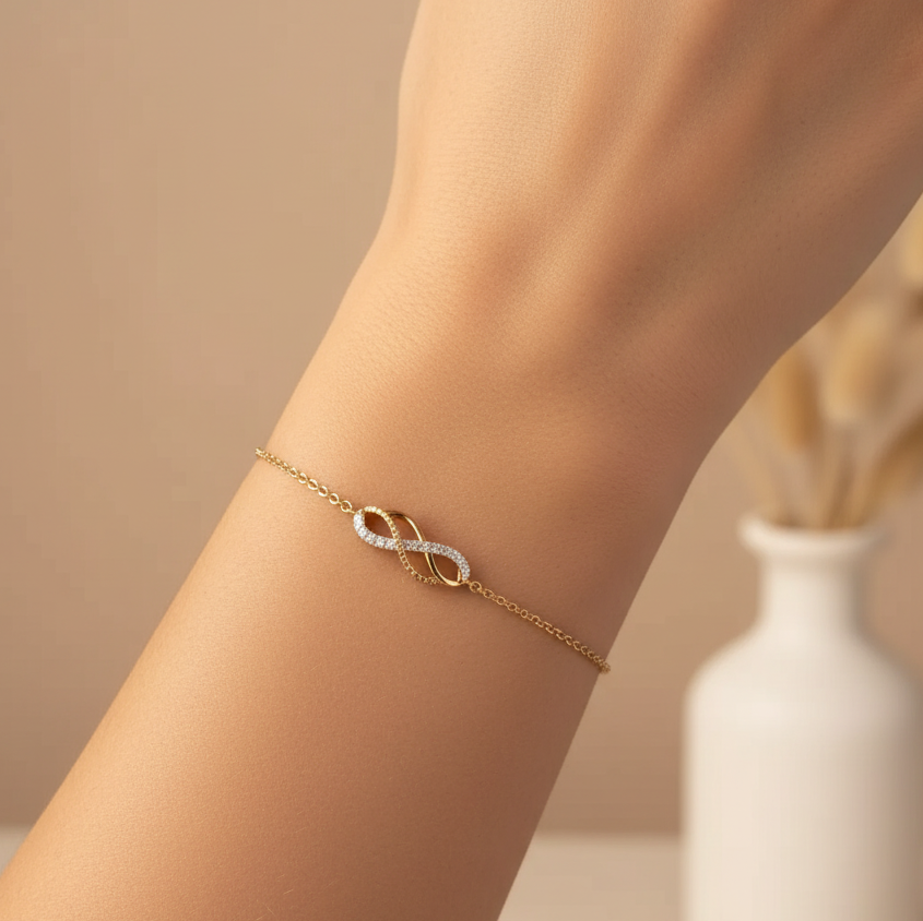 Pav? Infinity Knot Chain Bracelet
