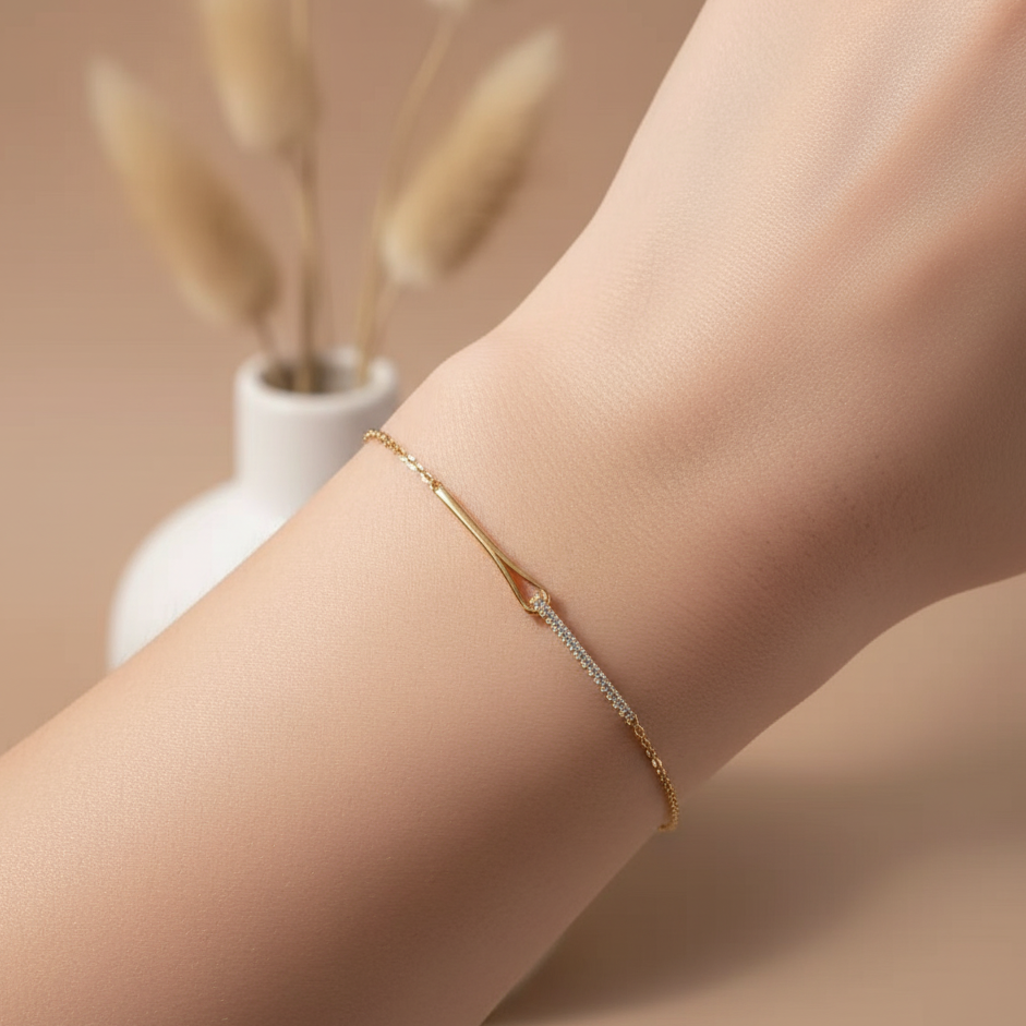 Tapered Bar & Pav? Chain Bracelet