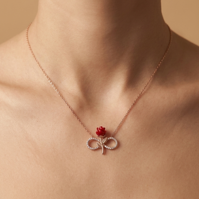 Red Rose Infinity Pendant