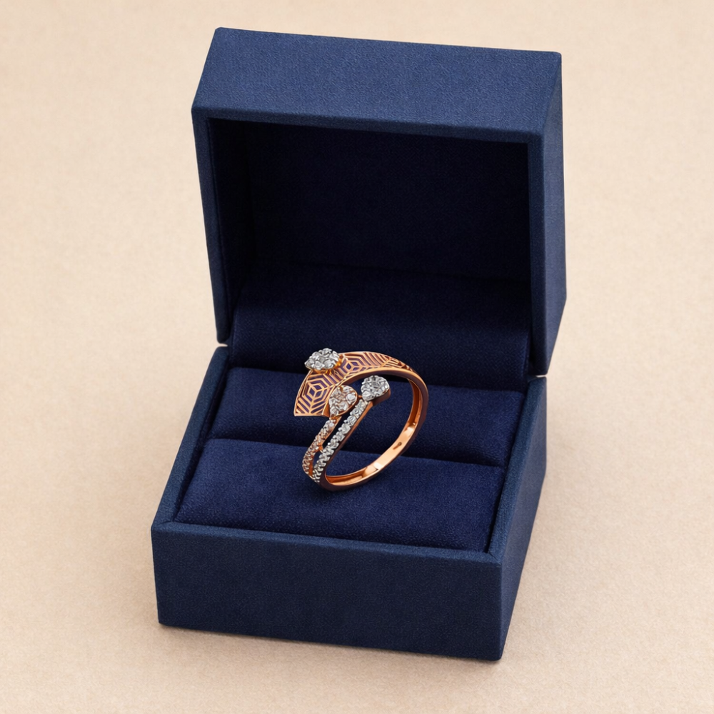 Geometric Leaf Wrap Diamond Ring