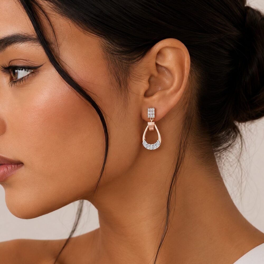 Rose Gold Wrapped Teardrop Earrings