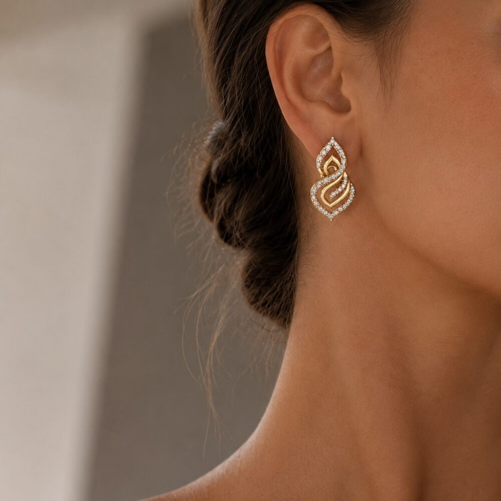 Gold Twisted Flame Drop Earrings