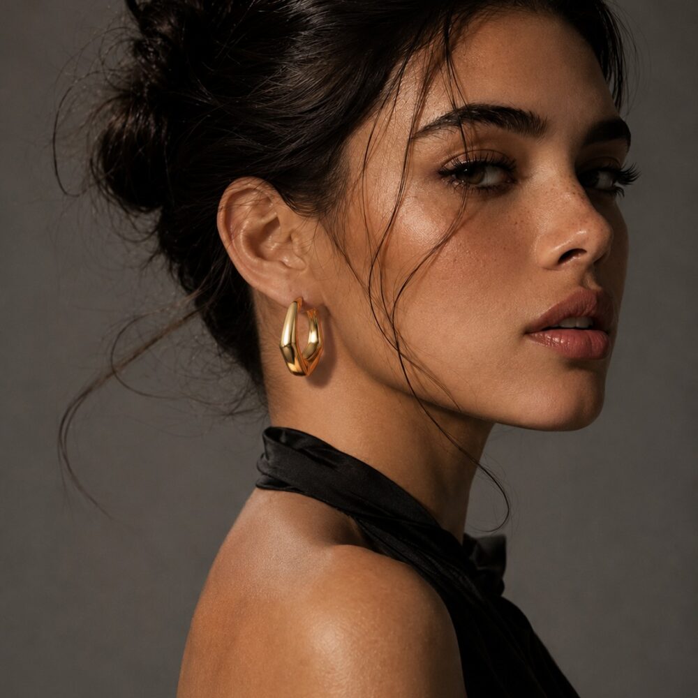 Polished Gold Chunky Hoop Earrings