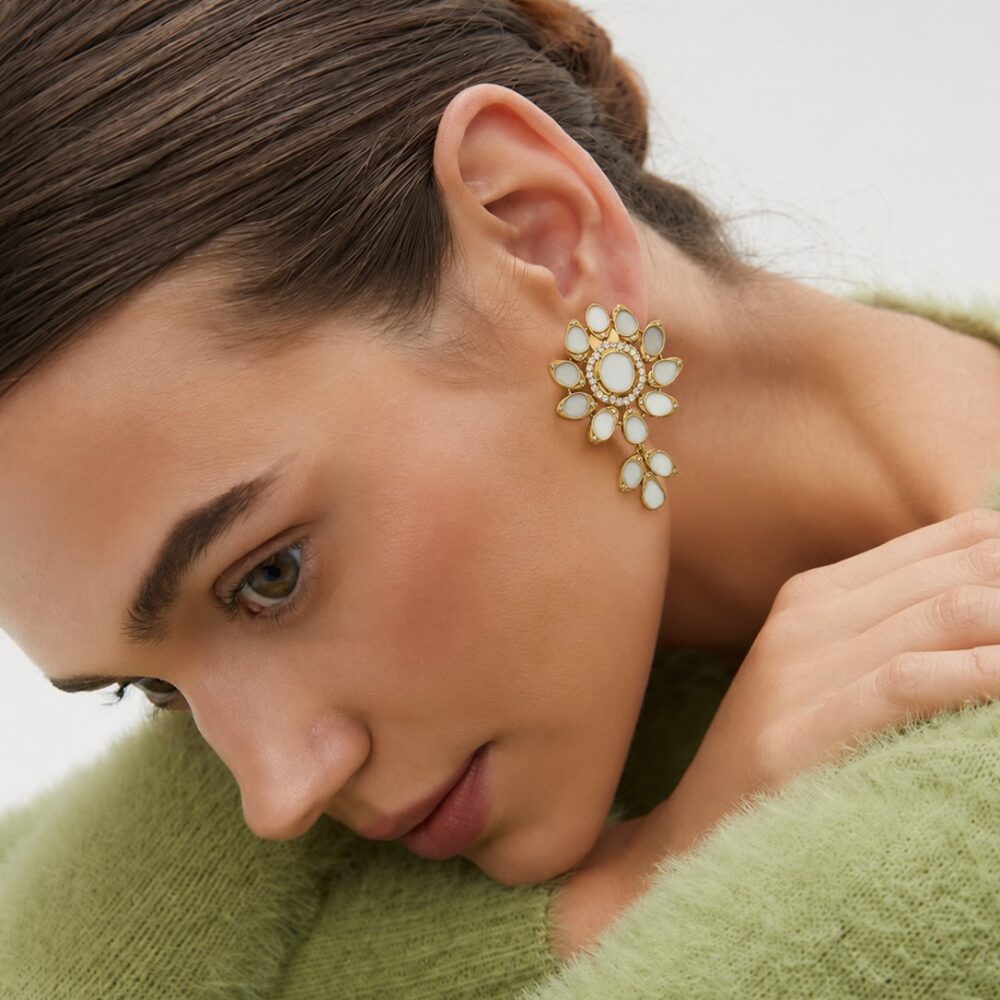 Mother-of-Pearl Sunburst Drop Earrings
