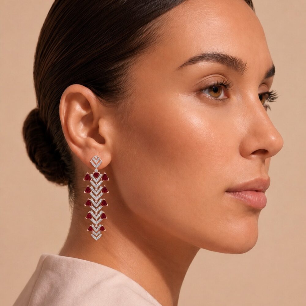 Ruby Chevron Cascade Earrings